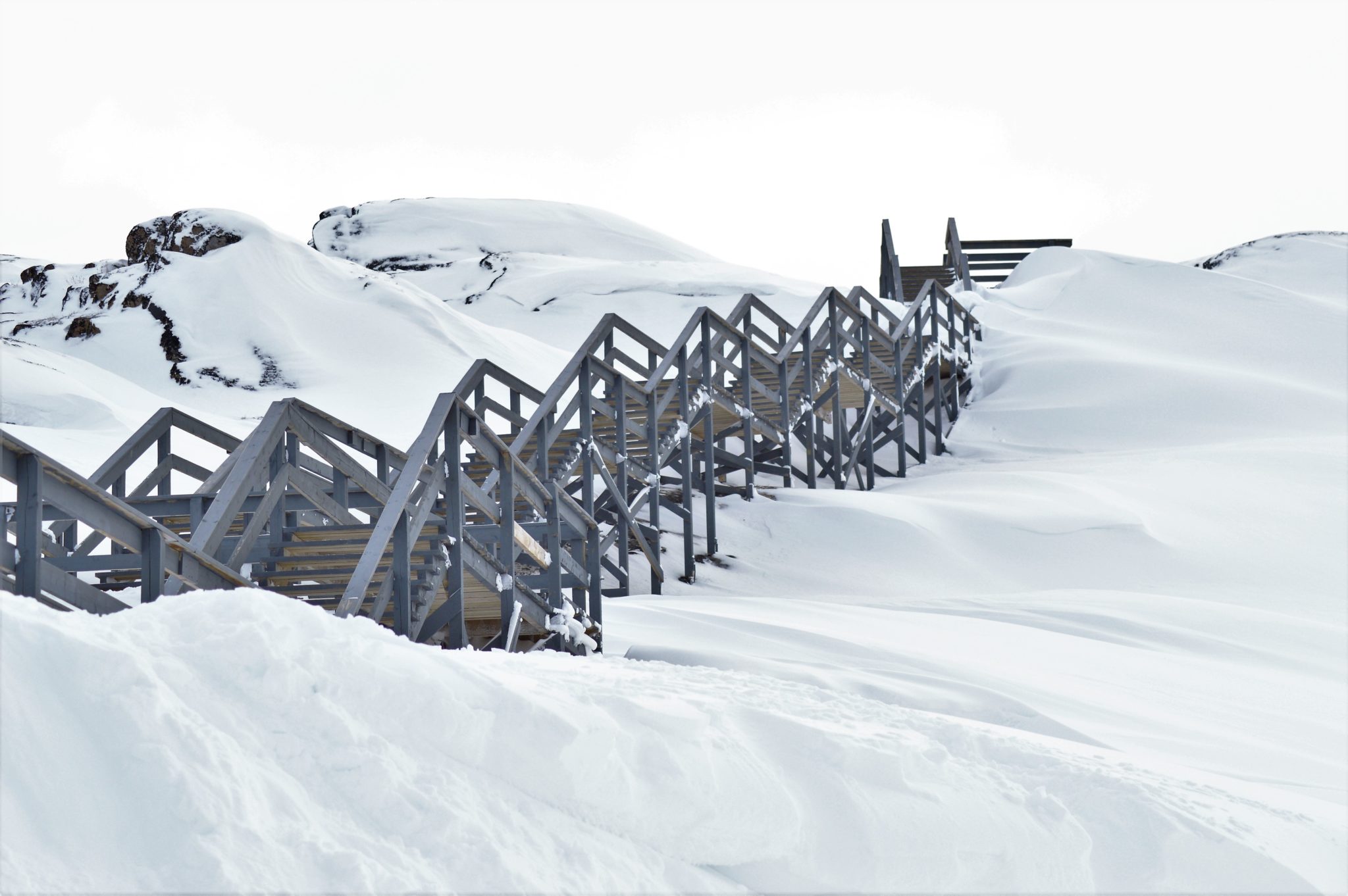 Picture of the steps up to the Ilulissat Ice Fjord viewpoint from land