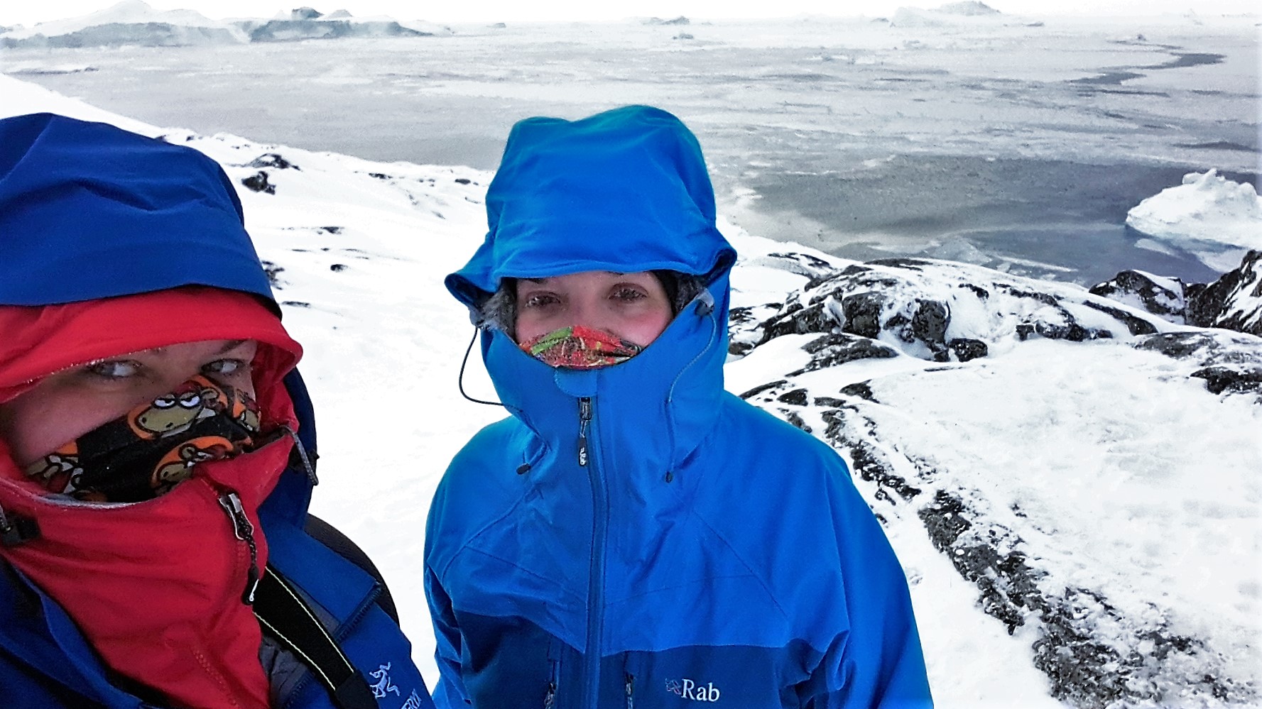 Swollen faces from the cold in Greenland