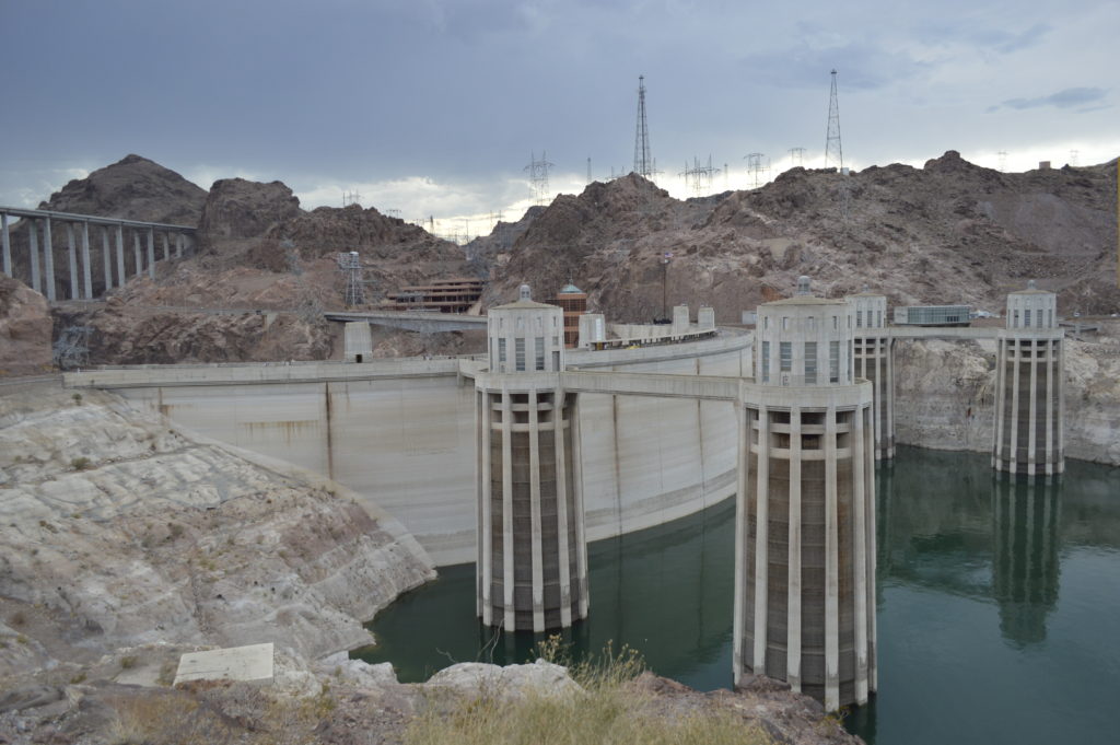 Photograph of the Hoover Dam and Colorado River between Nevada and Arizona