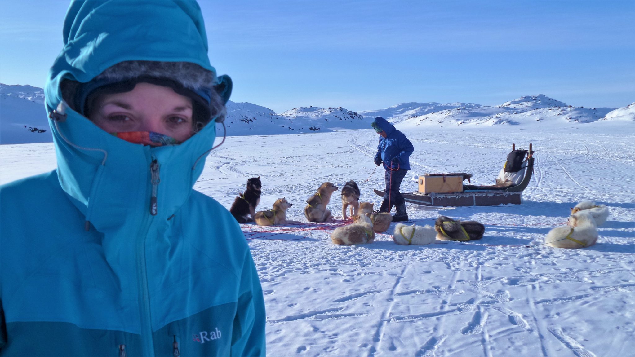 Picture of Nicola dog sledding in Arctic Circle, Greenland