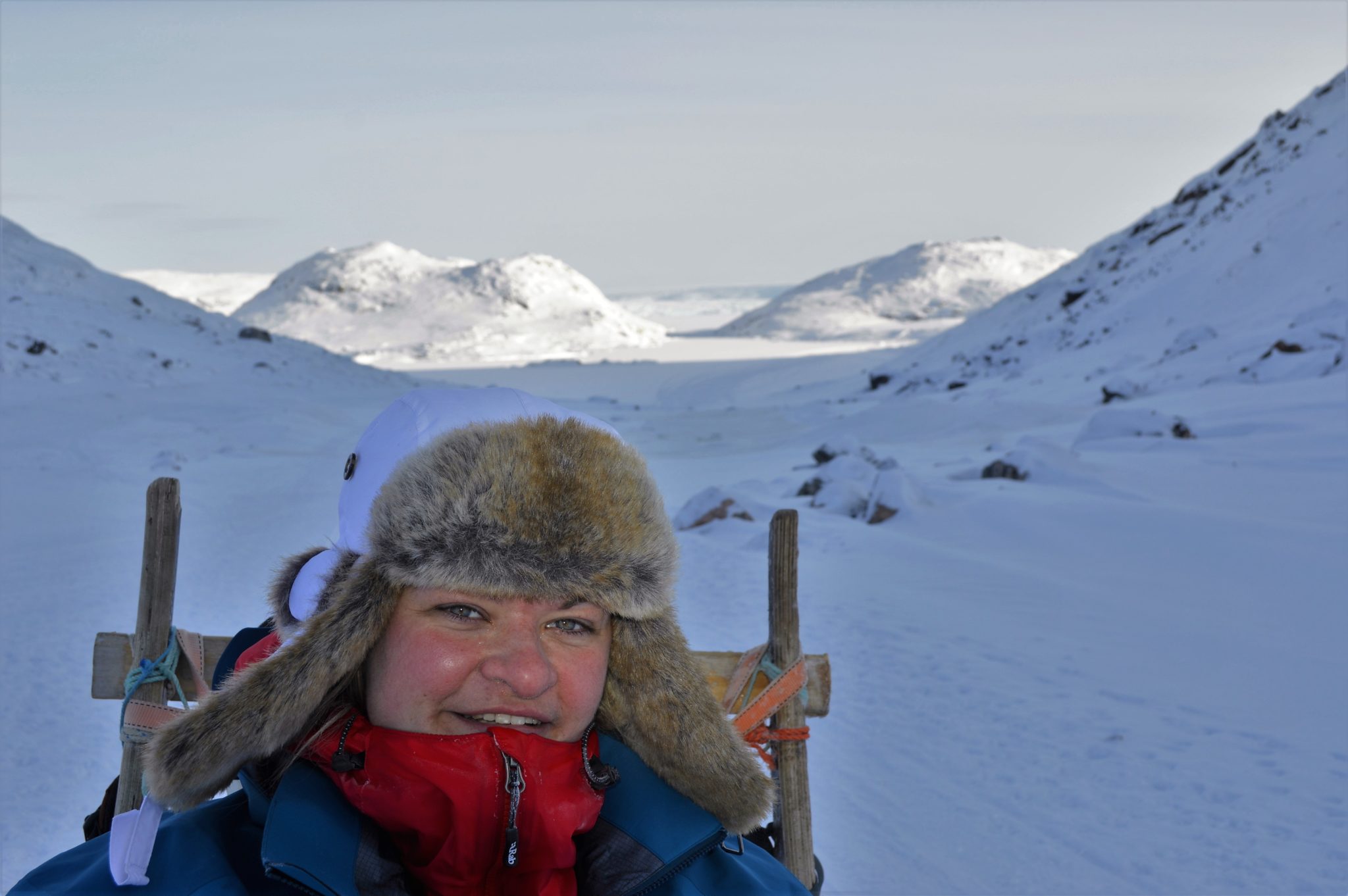 Selfie on dog sled in Greenland