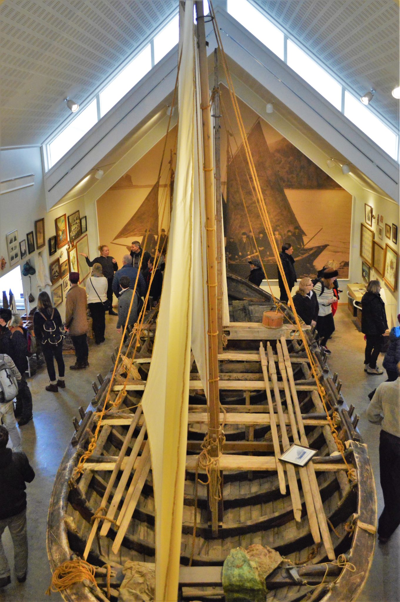 Boat inside the Skogar folk museum, Iceland