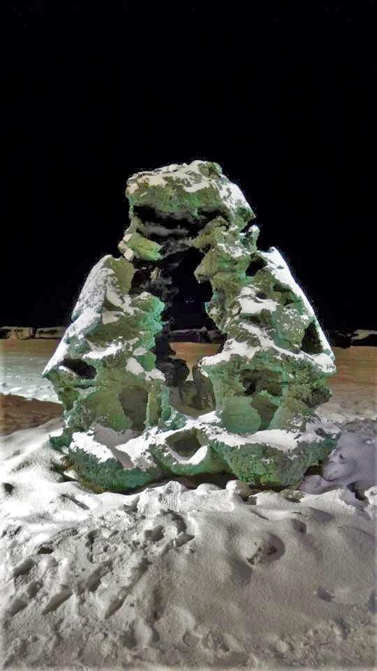Elf rock in Reykjavik, Iceland at night