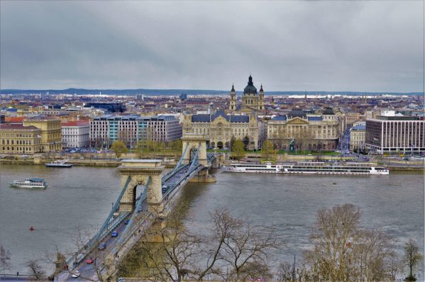 Budapest and the Danube river Chain Bridge, Hungary, Europe