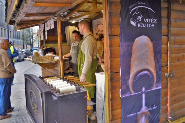 Chimney Cake stand, Budapest, Hungary, Gastronomy