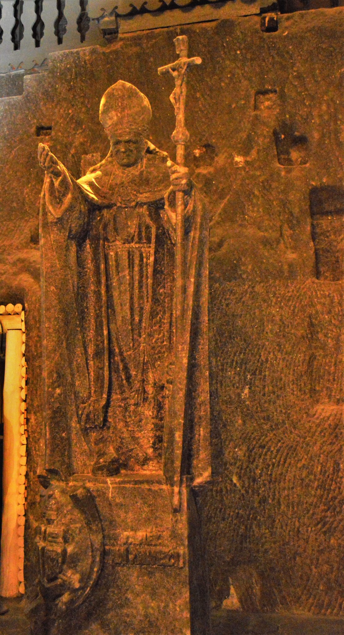 Statue of the Pope at the Chapel of St. Kinga, Wieliczka Salt Mine, Krakow, Poland