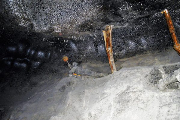 Worker with torch statue sculpture, Wieliczka Salt Mine, Poland