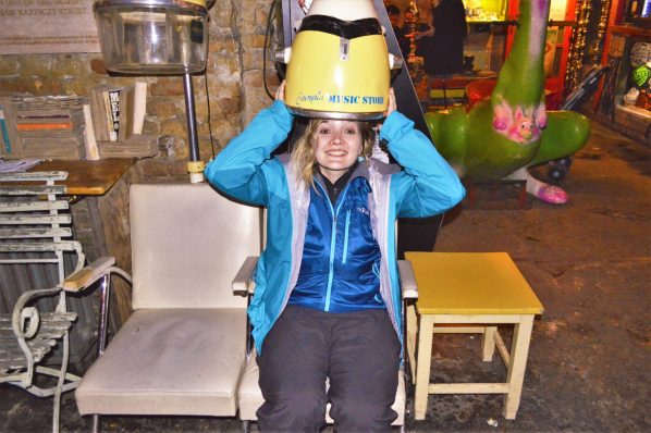Szimpla Kert hairdresser chair, music store, ruin pub, Budapest, Hungary